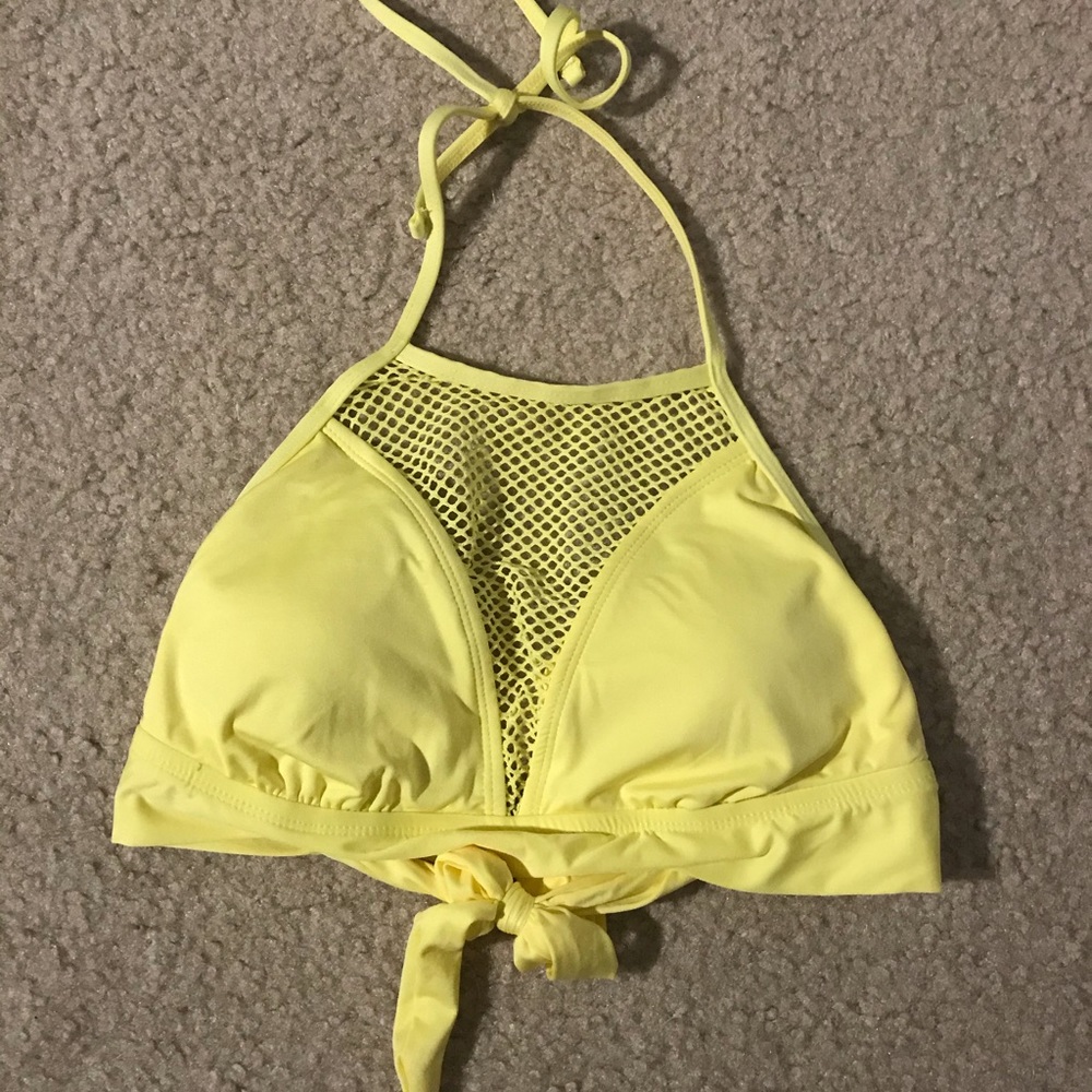 Yellow bikini top.